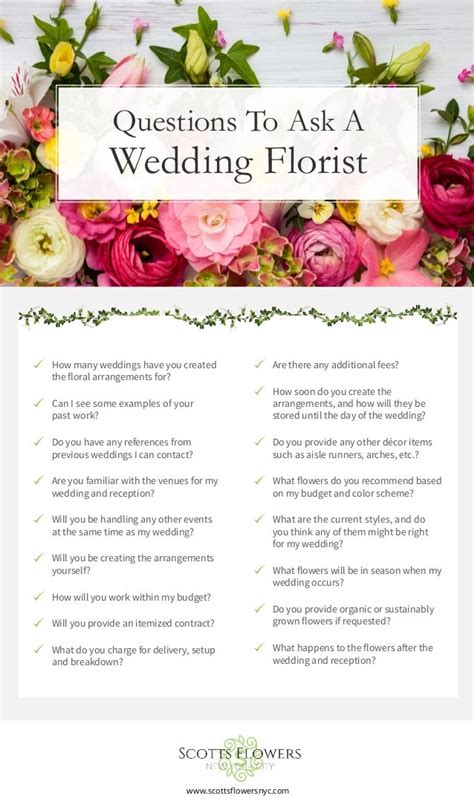 Wedding Florist Checklist