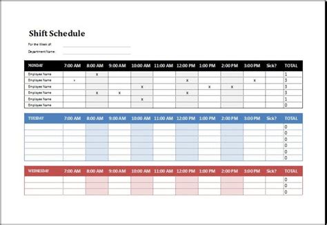 Employee Shift Schedule Template for Excel | Excel Templates