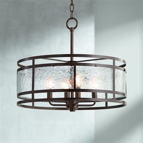 Regency Hill Oil Rubbed Bronze Round Pendant Chandelier 20" Wide Rustic Industrial Clear ...