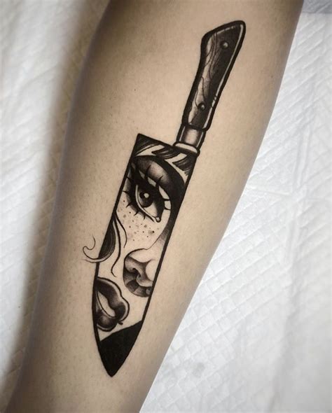 Knife tattoo with girl Dope Tattoos, Leg Tattoos, Black Tattoos, Body Art Tattoos, Girl Tattoos ...