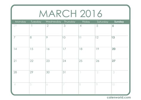 March 2016 Calendar | Printable Calendars