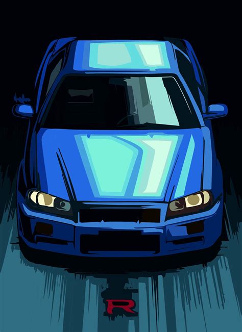 Nissan Skyline R34 Blue - Etsy