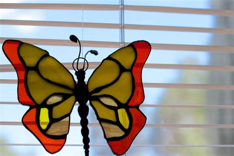 Free Images : wing, window, red, color, insect, yellow, material, stained glass, invertebrate ...