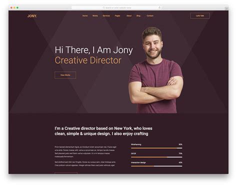 Jony - Free Dark Personal Website Template Design 2024 - Colorlib