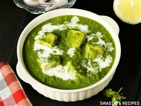 Palak Paneer Recipe Indian Spinach Paneer Swasthi S Recipes ...