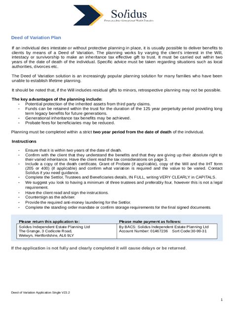 Everything You Need To Know About A Deed Of Variation. Doc Template ...