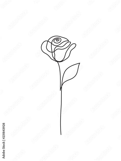 Abstract rose line drawing logo. Continuous line. Minimalist art. Stock Illustration | Adobe Stock