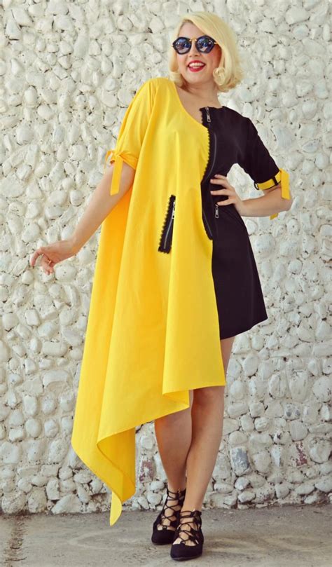 Summer Dress, Black and Yellow Summer Dress, Maxi Dress, Party Dress ...