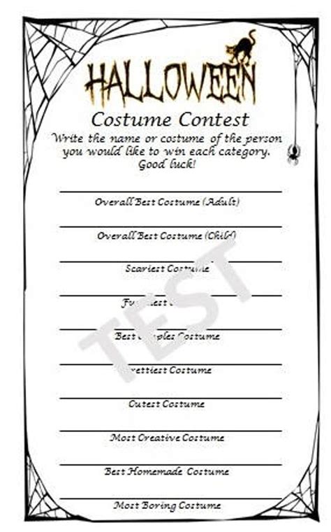 Halloween Costume Contest Ballot - Etsy