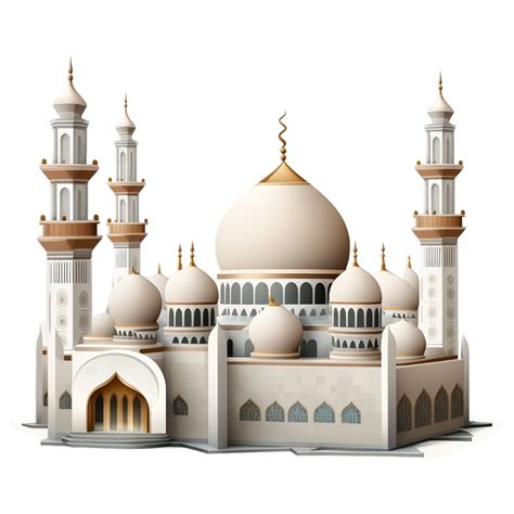 3d mosquée blanc or islamique la perspective 21732261 PNG