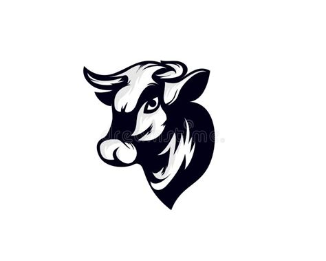 Bull Cow Ox Buffalo Look Back Drawing Art Logo Design Inspiration Stock ...