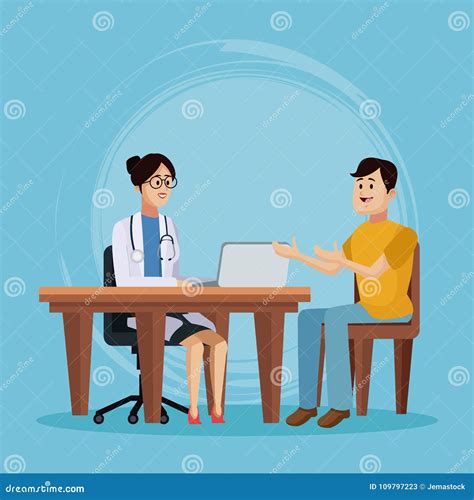 Doctor with Patient Cartoon Stock Vector - Illustration of exam ...