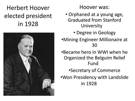 PPT - Herbert Hoover elected president in 1928 PowerPoint Presentation ...