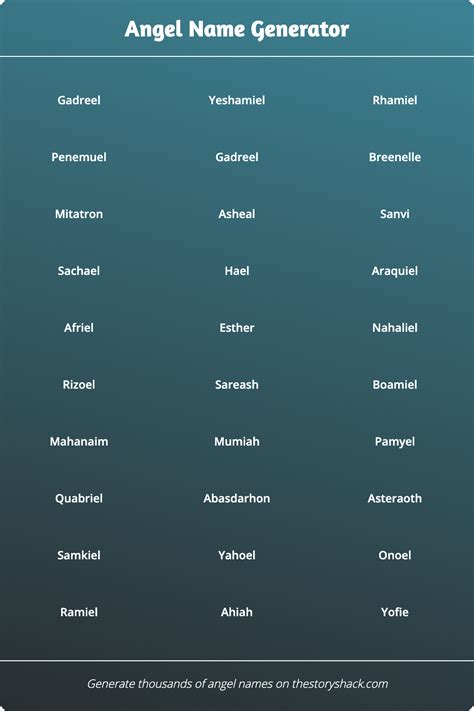 Engel-Namensgenerator | Tausende von zufälligen Engelsnamen