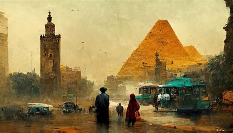 Premium Photo | Cairo egypt landscape cairo painting illustration art