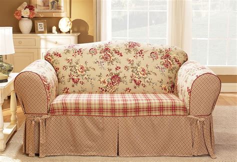 Lexington One Piece Loveseat Slipcover | 100% Cotton | Corner Ties | Machine Washable | Loveseat ...