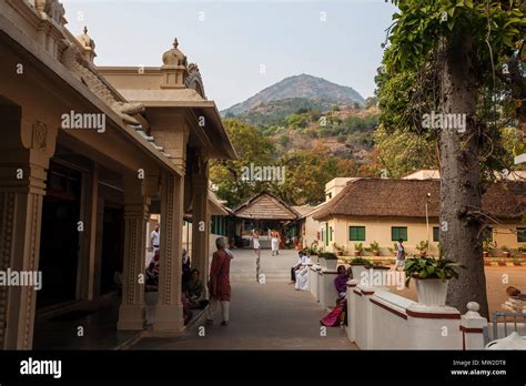 Arunachala, Tiruvannamalai, Tamil Nadu in India, January 24, 2018: Sri Ramana Maharshi Ashram ...