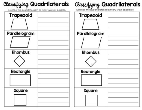 Hierarchy Of Quadrilaterals Worksheet