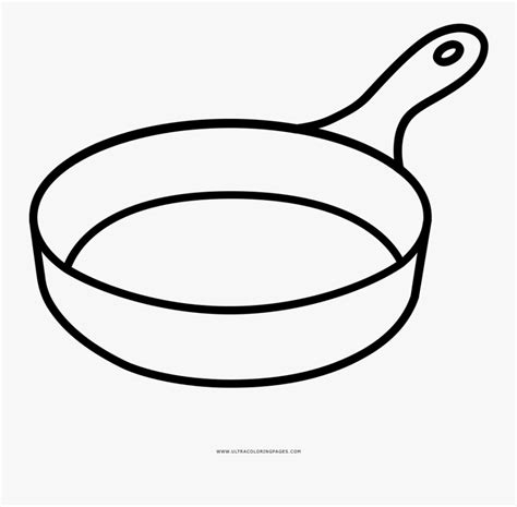 Frying Pan Coloring Page - Line Drawing Frying Pan , Free Transparent Clipart - ClipartKey