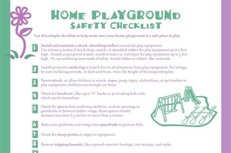 Home Playground Safety Checklist – CPSC | Playground safety, Safety checklist, Checklist