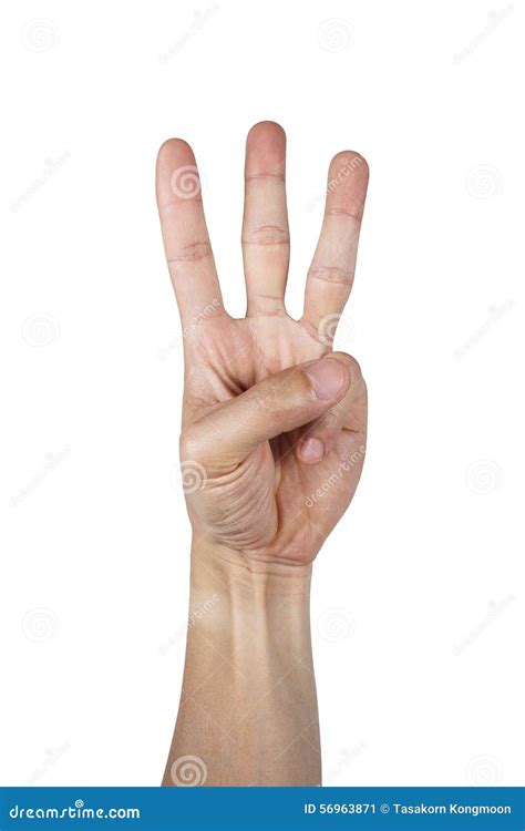 Three Fingers Sign by Hand Isolated on White Stock Image - Image of ...