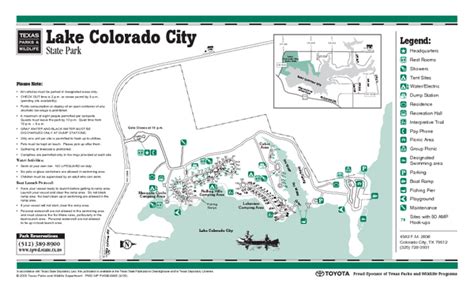 Lake Colorado City Texas State Park Facility Trail and Location Map ...