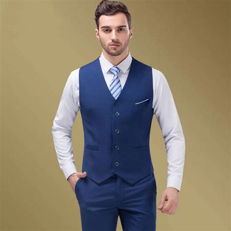 2018 High Quality Blue Groomsmens Vest Wedding Prom Party Waistcoat Custom Mens Vests Casual ...