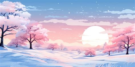 Premium Photo | Winter background in anime style