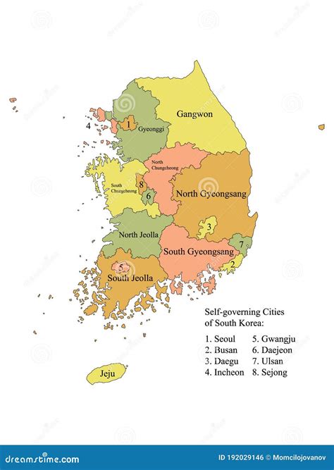 Map of South Korean Provinces and Special Cities Stock Vector ...