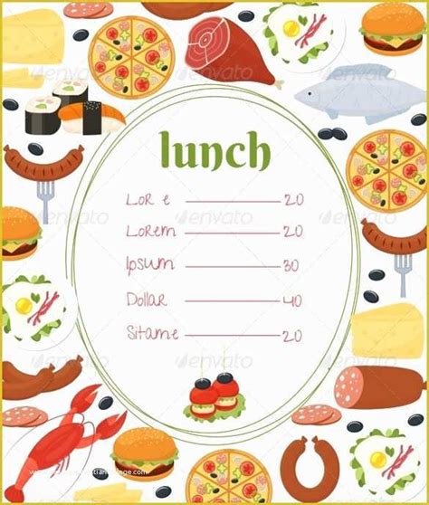 Free School Menu Templates Of Lunch Menu Templates 34 Free Word Pdf Psd Eps ...