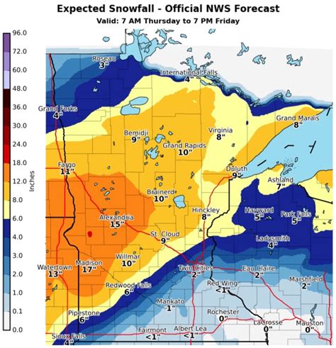 Snow Accumulation Map Minnesota - Snow