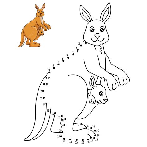 Premium Vector | Dot to Dot Kangaroo Isolated Coloring Page