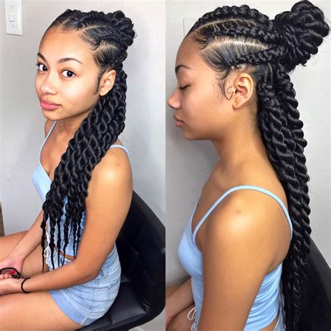 half up/half down twists by @/trapprinzess on ig | Half braided hairstyles, Cool braid ...