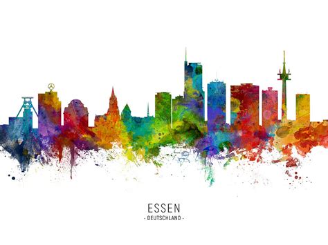 Essen Germany Skyline Digital Art by Michael Tompsett - Pixels