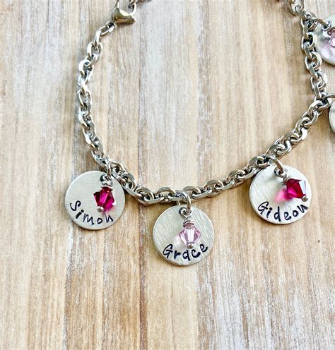 Handstamped Anklet Charm Anklet Mom Anklet Custom Anklet | Etsy