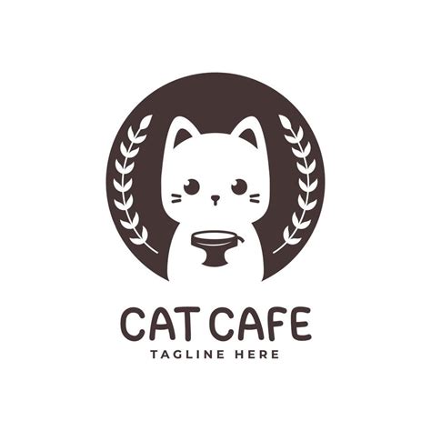 Download cute cat logo with coffee cup for free en 2024 | Logo de chat