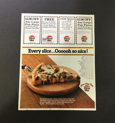 VTG Retro 1982 Pizza Hut Family Special Large Pan Pizza Print Ad Coupon ...