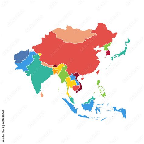 Asia vector map southeast country, Asian east continent icon silhouette ...