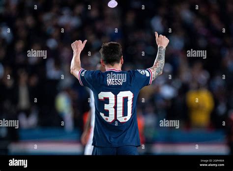 Lionel Messi of Paris Saint-Germain celebrate he’s 1st ever goal during the UEFA Champions ...