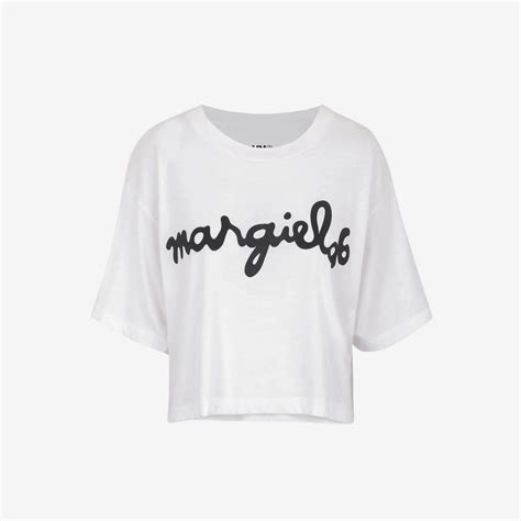 SASOM | เสื้อผ้า (W) Maison Margiela Logo Cropped T-Shirt White เช็ค ...