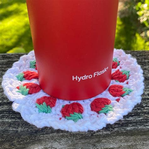 Strawberry Crochet Coaster Pattern Cottage Core Cute and - Etsy