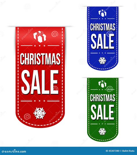 Christmas Sale Banner Design Set Stock Vector - Illustration of season ...