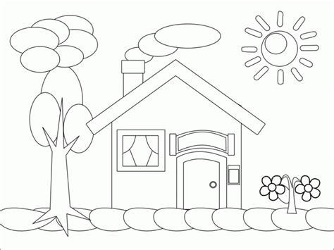 mewarnai rumah dan pemandangan - Clip Art Library