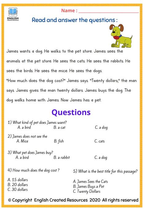 Reading Comprehension For Grade 5