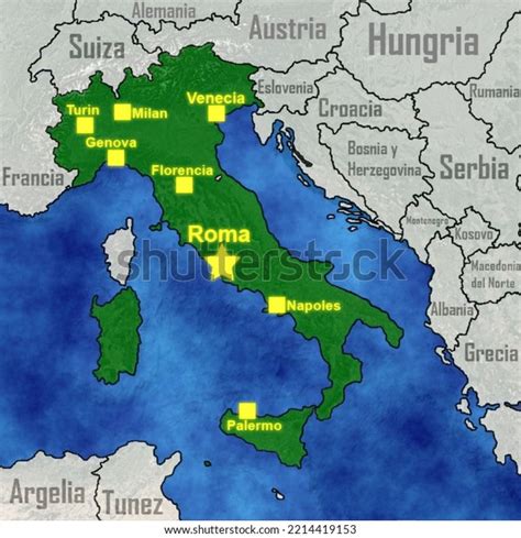 Map Italy Neighboring Countries Location Capital Stock Illustration 2214419153 | Shutterstock