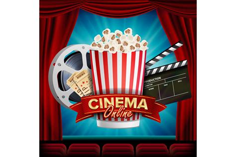 Online Cinema Banner Vector. Realistic. Film Industry Theme. Box Of ...