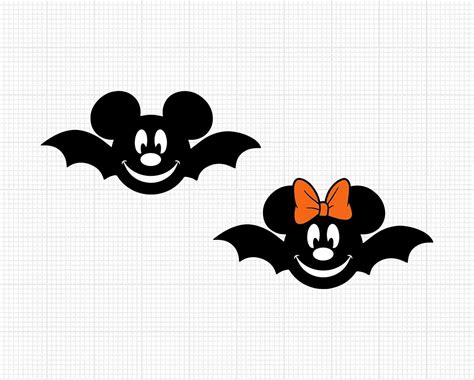 Halloween Bat Mickey Minnie Head Bats Svg and Png Formats - Etsy