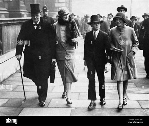 Winston Churchill with his wife Clementine Churchill and two children ...