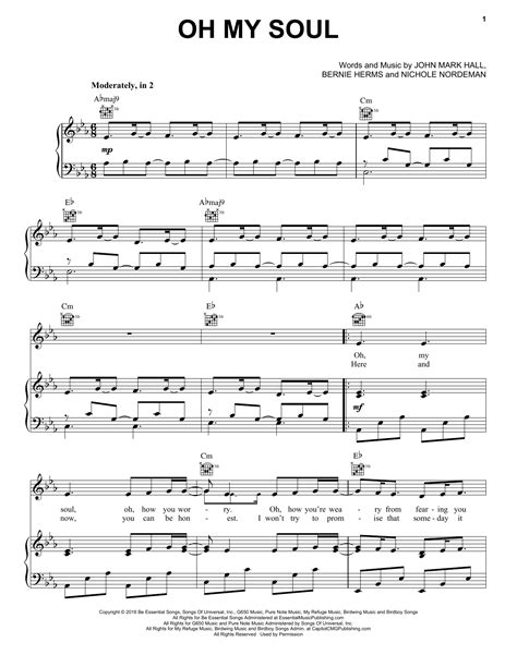 Oh My Soul by Casting Crowns Sheet Music for Piano, Vocal & Guitar Chords (Right-Hand Melody) at ...