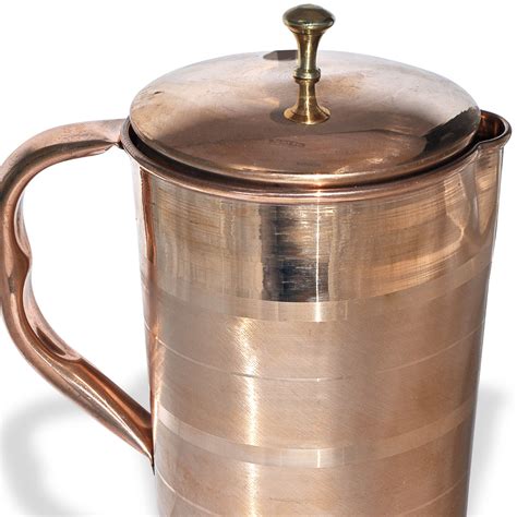 Pure Copper Jug Handmade Indian Copper Utensils for Ayurveda Healing